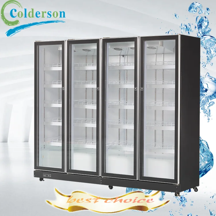 Supermarket Odm Oem Commercial Beer Beverage Freezer Display Three Glass Door Cold Drink Vertical Air Cooler Fridge Refrigerator