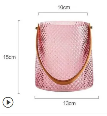  2021 Best Sell Lattice Nordic Glass Vase For Home Decor Crystal Flowers With The Leather Handle Tabletop