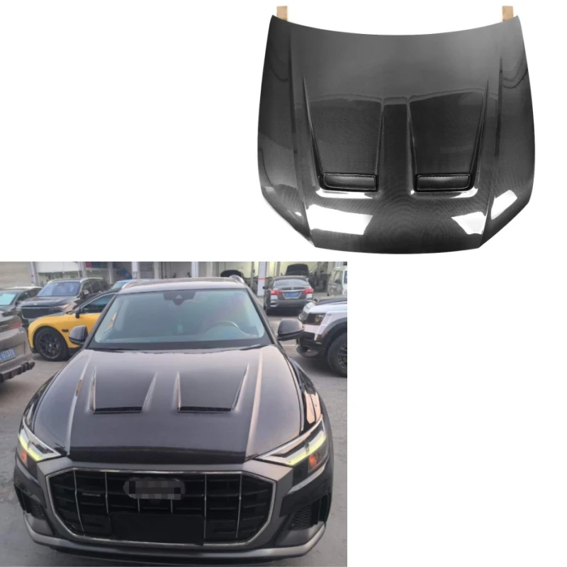 Real Carbon Fiber Q8 Dual Side Carbon Fiber M Style Front Hood For Audi Q8 SQ8 RSQ8 2023-IN Q8 Front Hood