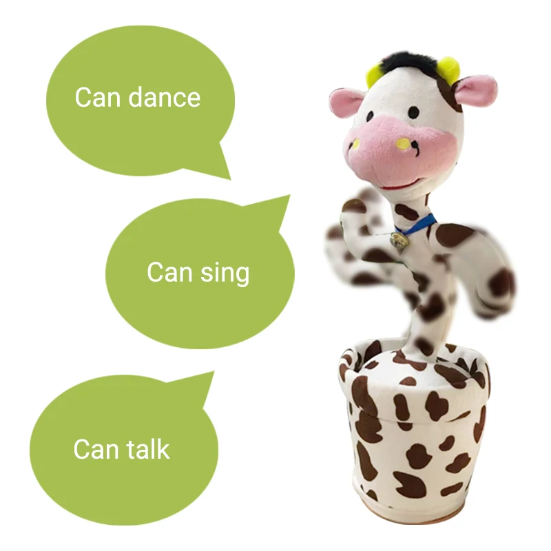 Dancing and music plush toys new cow dancing plush toy light record