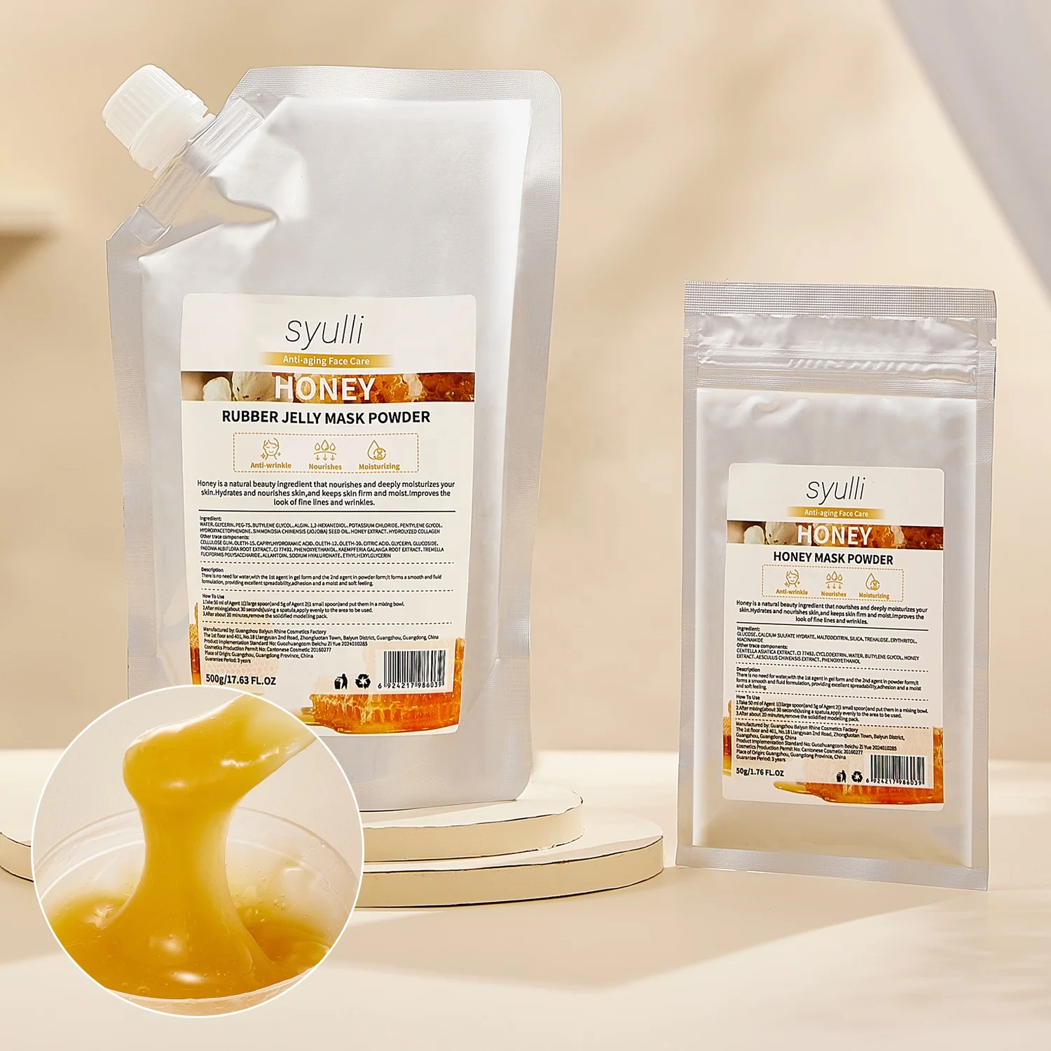 Firming and Anti-wrinkle Honey Jelly Mask Powder Wholesale Gel + Powder New Peel Off Face Jelly Mask