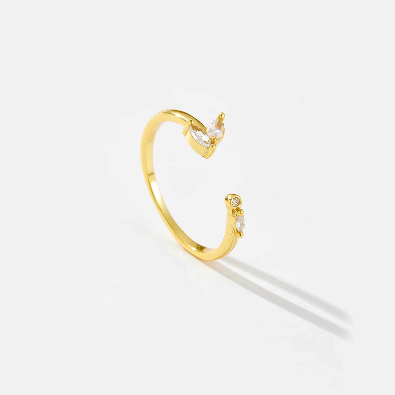 FUAMAY 100% 925 Sterling Silver Open Zircon Rings Rhodium Plated S925 Marquise Zircon Lady Ring Gift