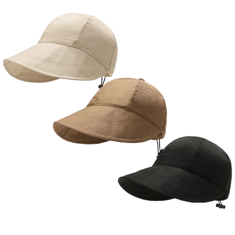 FF1313  Packable UV Protection Beach Hat Summer Outdoor Sun Visor Baseball Cap Drawstring Adjustable Wide Brim Sun Hat for Women