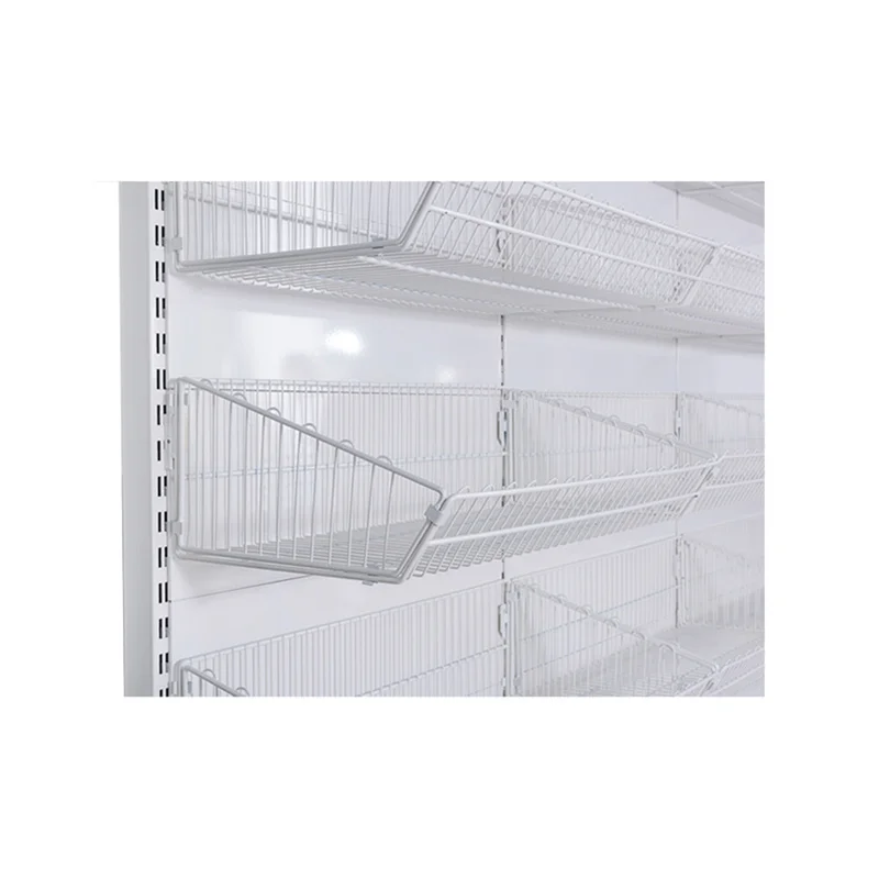 Supermarket Gondola Shelf Wire Mesh Hanging Basket Shelf with Divider for Grocery Store