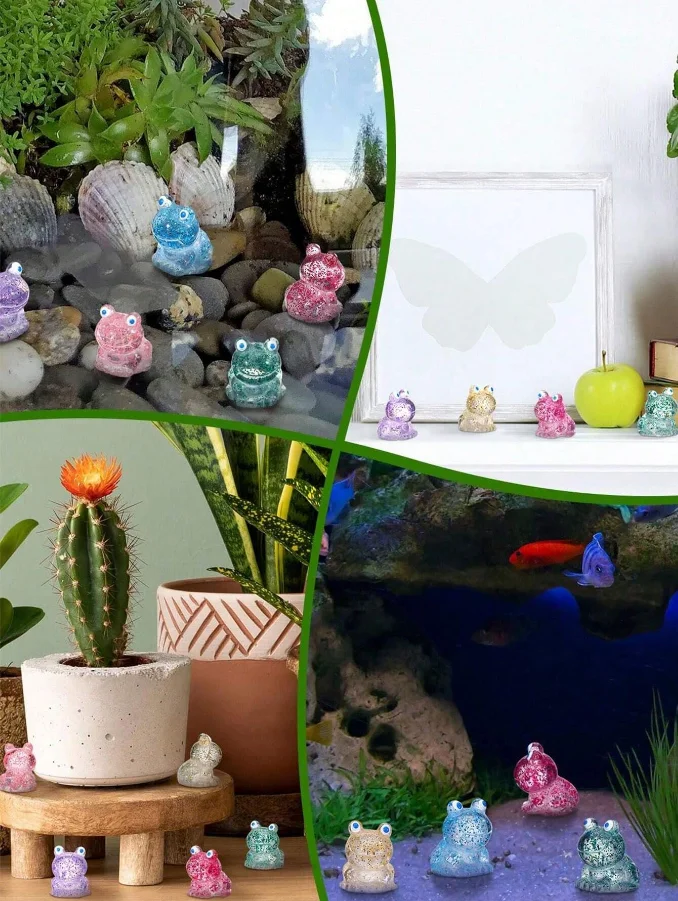 CLBX Crafts desktop ornaments, starry sky night glow frog micro landscape, handmade bag buckle, pendant, DIY resin matching