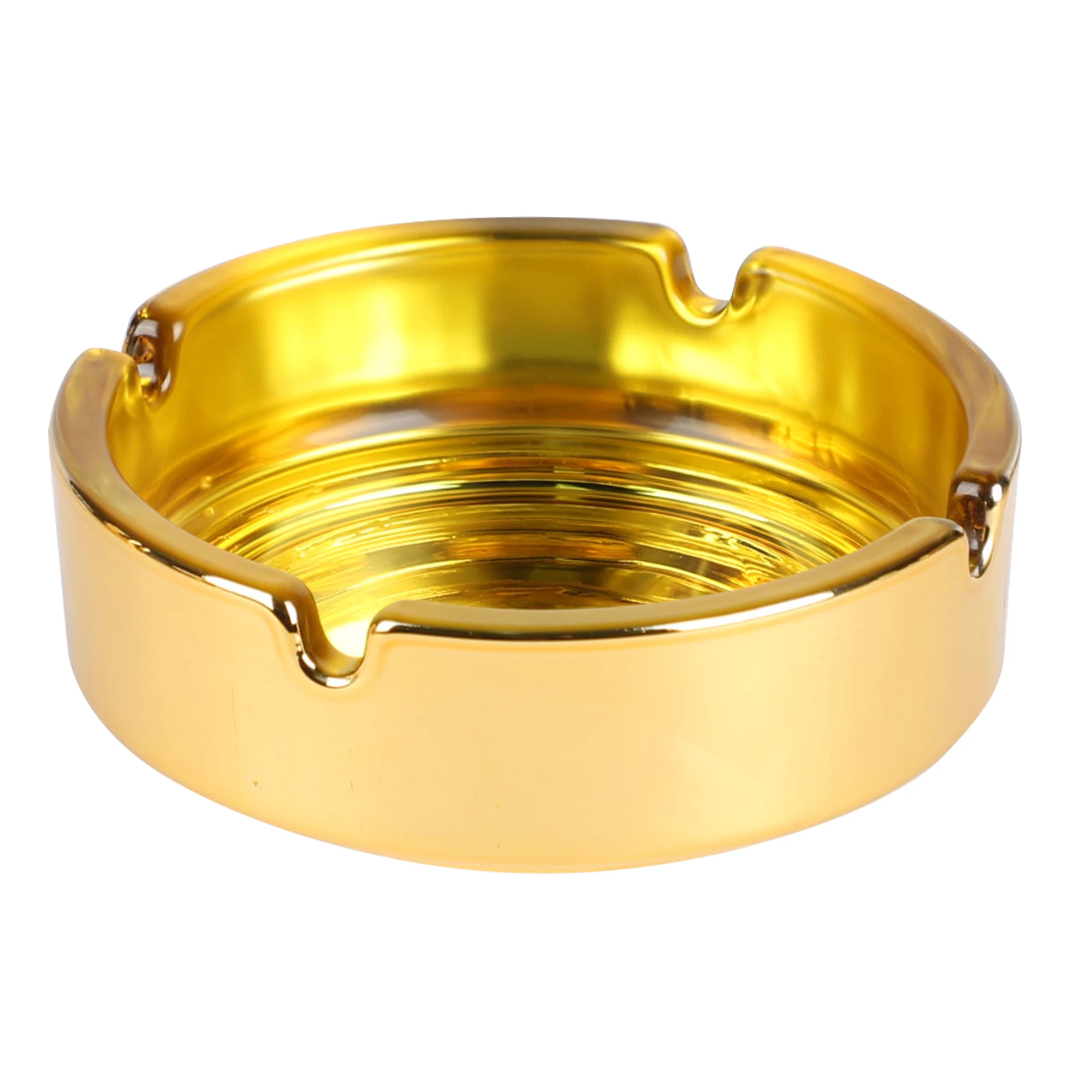 UKETA new high-end fashion table glass ashtray custom printed Logo creative advertising promotion round glass ashtray