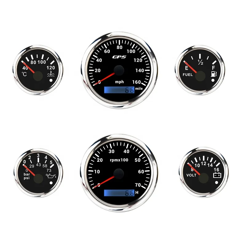 Free combination water temp fuel level oil pressure voltage gauge tachometer GPS speedometer gauge