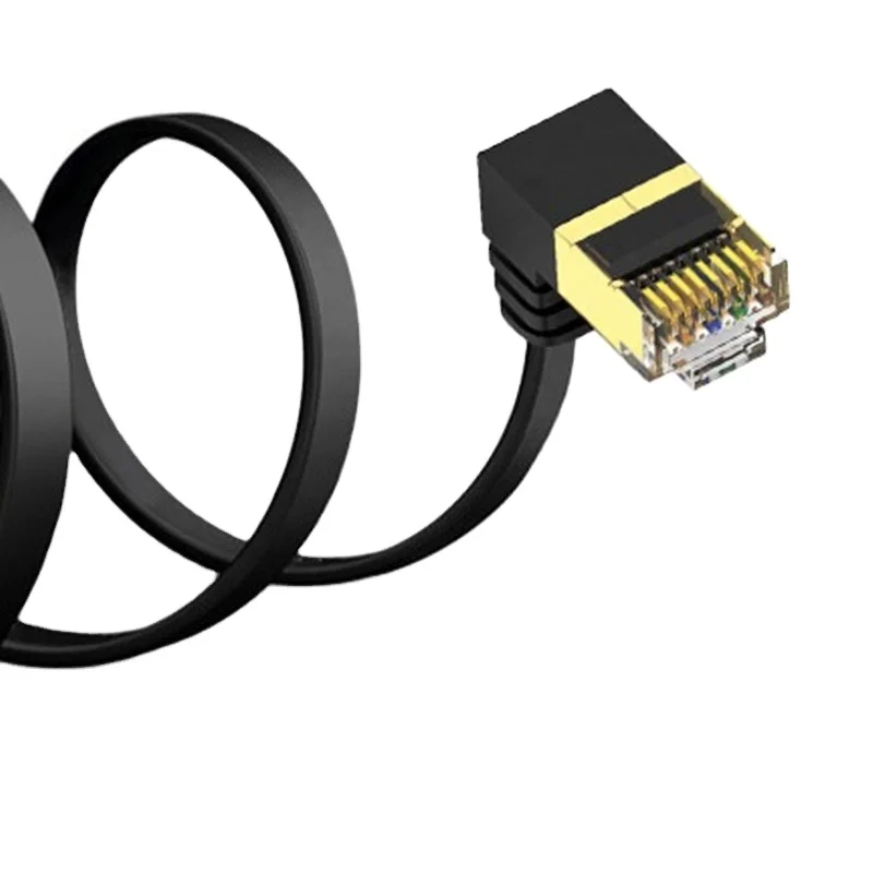 Gold-plated Cat7 Ethernet Cable RJ45 Right Angle UTP Network Cable Patch Cord 90 Degree 10G Cat7 Lan Cables