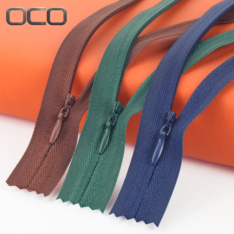 OCO Factory in stock hidden zipper 3# invisible zipper close-end multi-color nylon zippers for dress sewing accessories