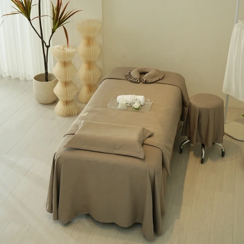 Best price Beauty Bedspread 4PCS High-end Luxury Beauty Salon Bed Cover Set Massage Cotton Linen Sheets set