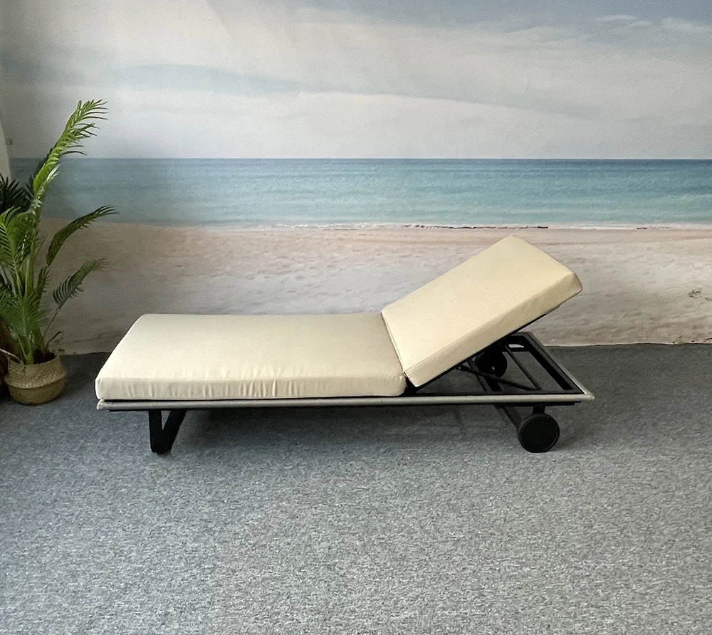 hotel outdoor furniture beach sunbed outdoor poolside lounge chair Aluminium chaise Rope patio sun lounger