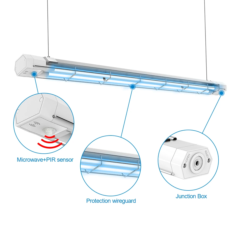 EPA ETL Certification non ozone quartz tube 40w 60w 80w uvc germicidal 254nm uvc induction lamp with wireless remoter