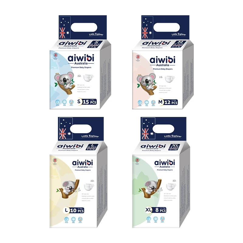 AIWIBI Wholesale Free Sample Private Label High Quality Pretty Disposable Fitted Tape Diaper For Baby