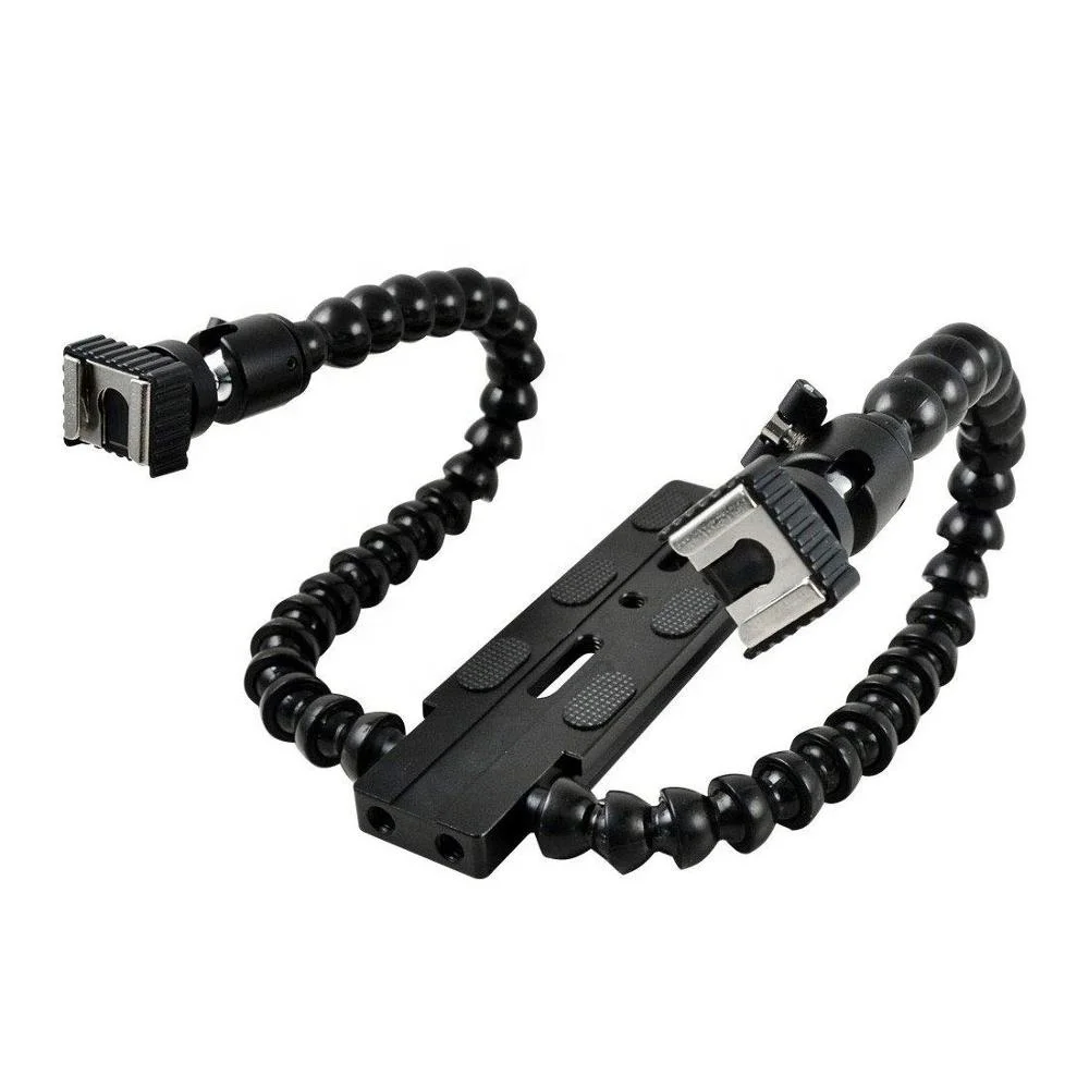 Portable Flexible Gooseneck Octopus Dual arm Dual Hot Shoe Flash Bracket Grip Holder Mount for Macro Shot