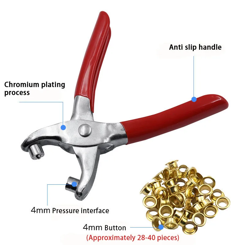 High Quality Prong Ring Stud Press Pliers Snap Pliers shoe eyelet punching pliers with 4mm buckle