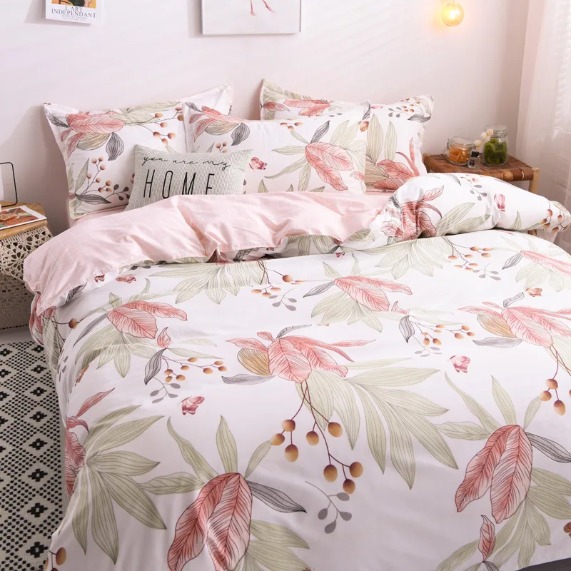 100% washing cotton Flower Bedding sets Duvet cover Flatsheet and pillow case cover Soft  Fresh designs Bedsheet sets