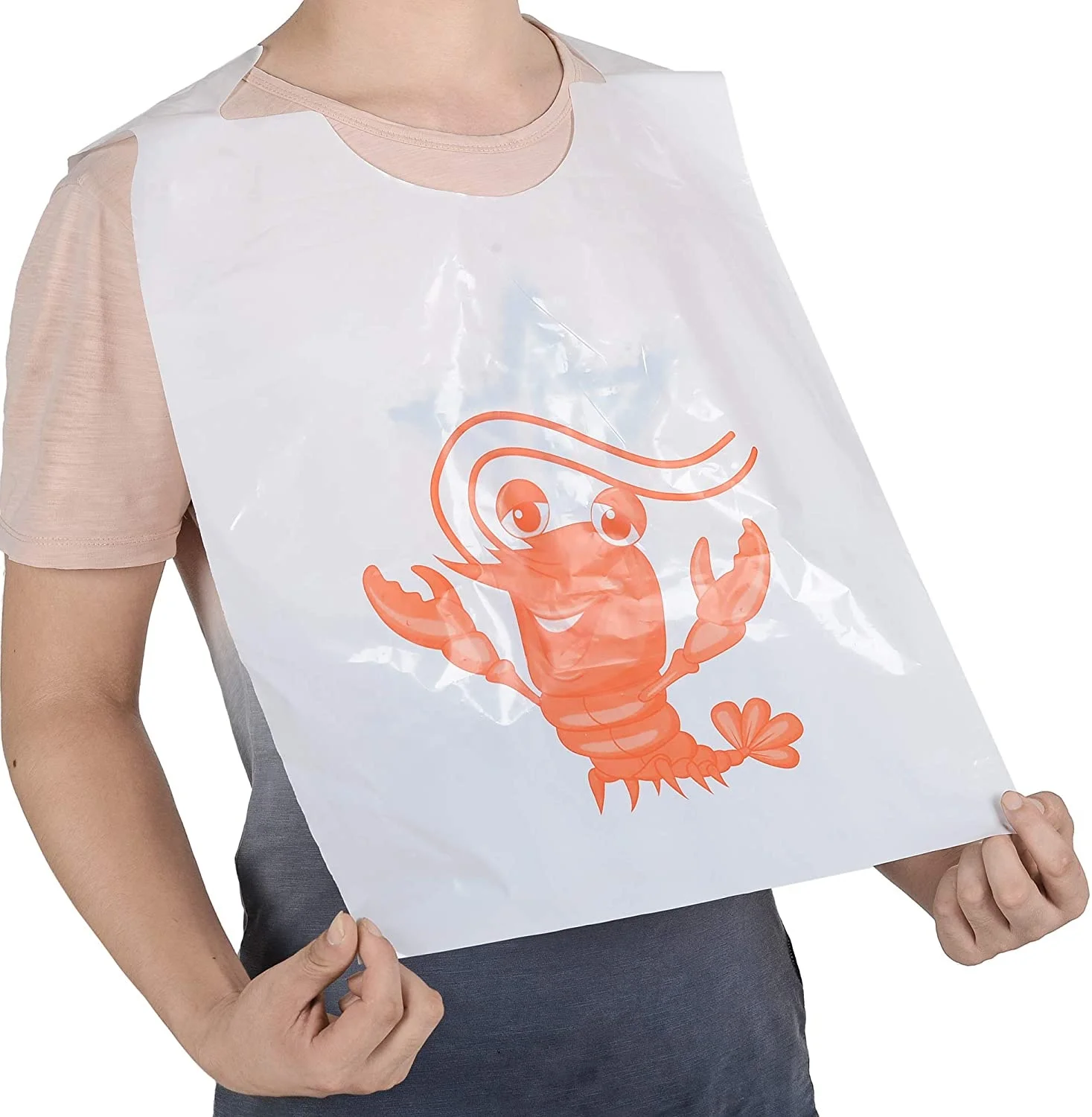 Disposable Adult Bibs with Crumb Catcher 100 Pack Plastic