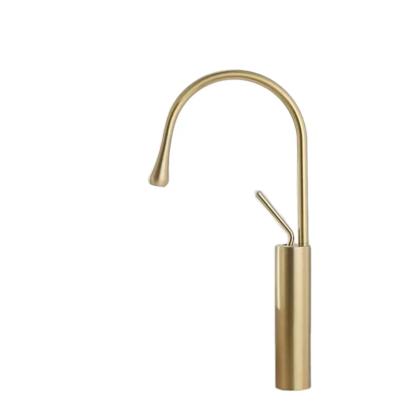 High Under-counter Basin Bathroom Basin Faucet Hot and Cold Water Faucet Golden Water Droplets Black Contemporary Apartment