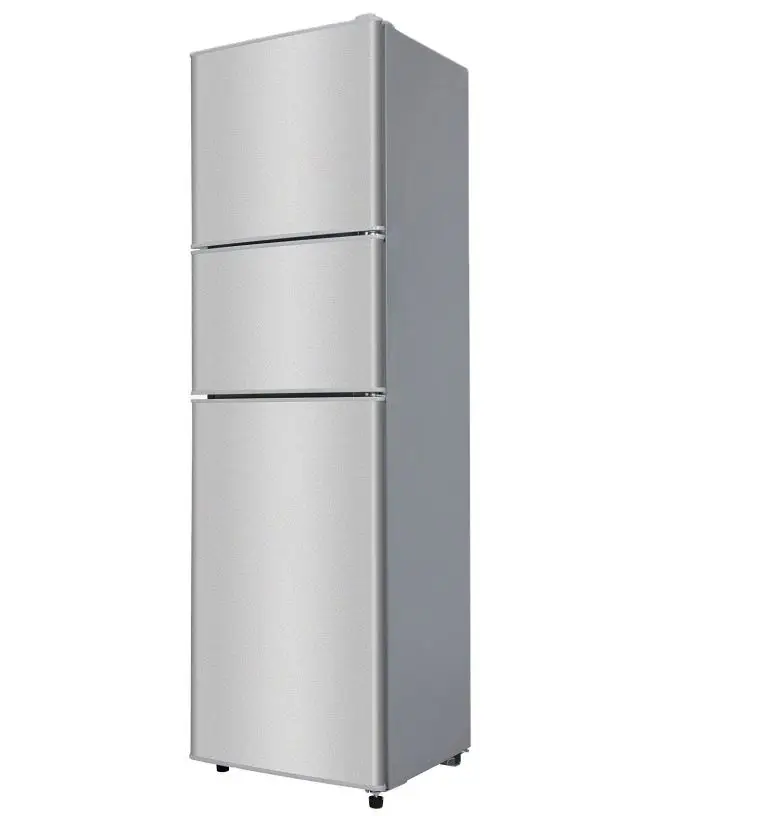 206L Large Capacity Vertical Electric  VCM stainless steel Three 3 Doors combined  Fridge  for Home or Hotel