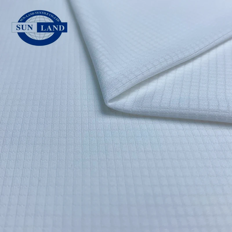 Lightweight Weft Knitted 100% Polyester Mesh Half-Shine Mini Waffle Fabric for Sportswear Garment