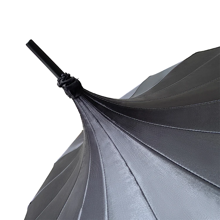LOTUS Good Quality Factory Directly Black Umbrella Fashion Pagoda Umbrella Long J Handle Umbrella with Custom Design