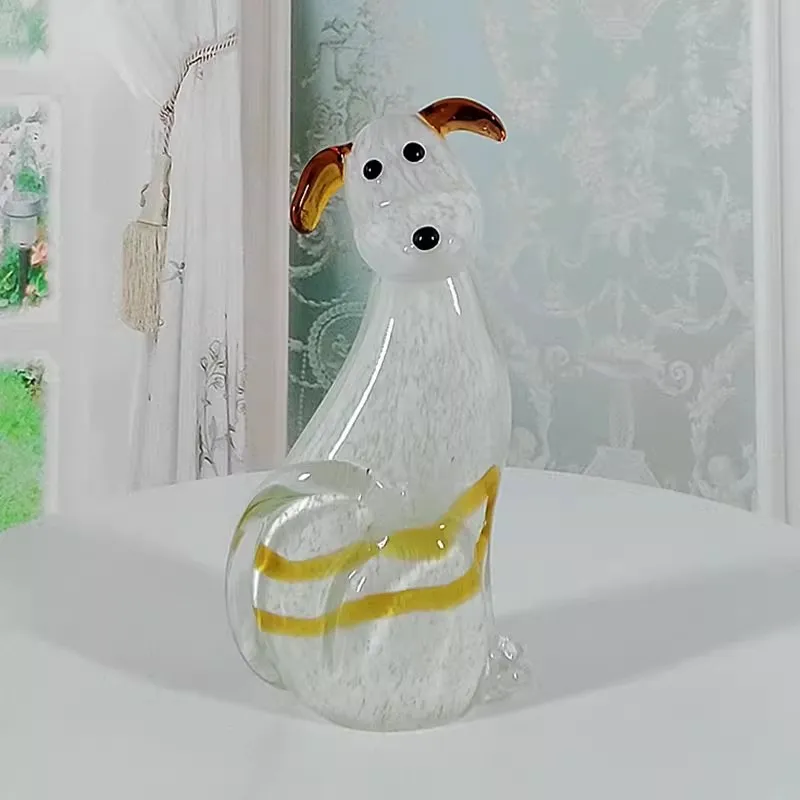 Decoration glass handicrafts Zibo gift charm cute cartoon animal home accessories living room office decoration murano glass dog