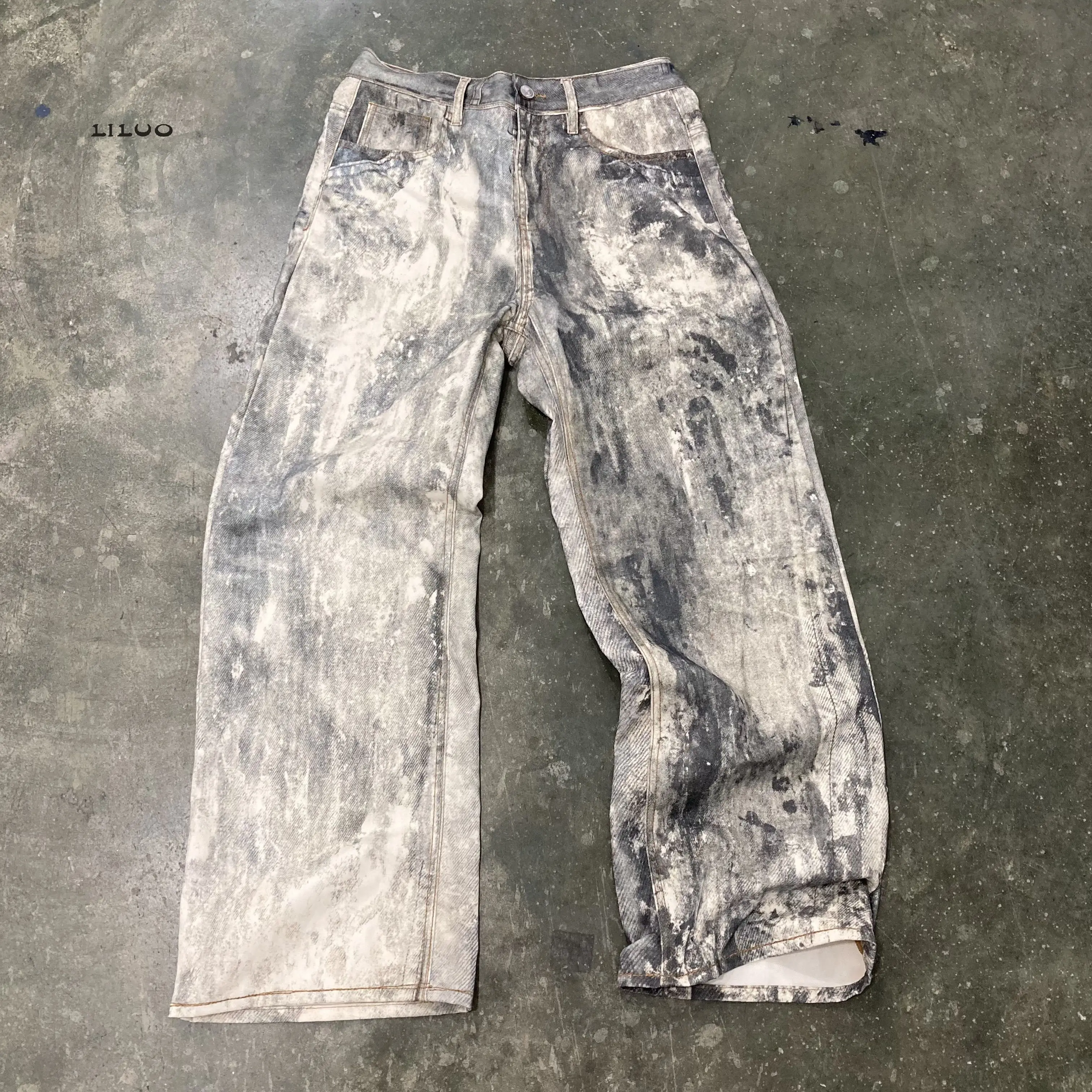 man denim Jeans Manufacturer High Waist Loose Oversized Acid Wash Vintage Wide Legged Distressed Denim Pant Baggy Jean Men