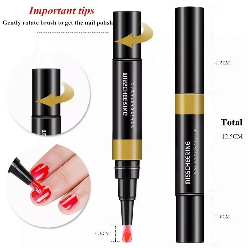1Pcs Nail Painting Varnish Pen One Step 3 In 1 Colors Nail Gel Lacquer Glitter Polish Easy To Use Not Need Base Top Coat Primer