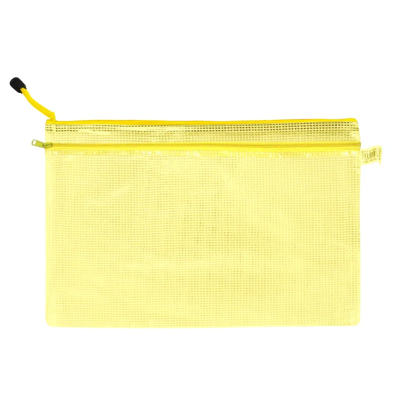 Waterproof Nylon Mesh Document Bag Double Zipper Quality Certified PVC A4 B4 School Subjects Textbooks Sorting Organizer File