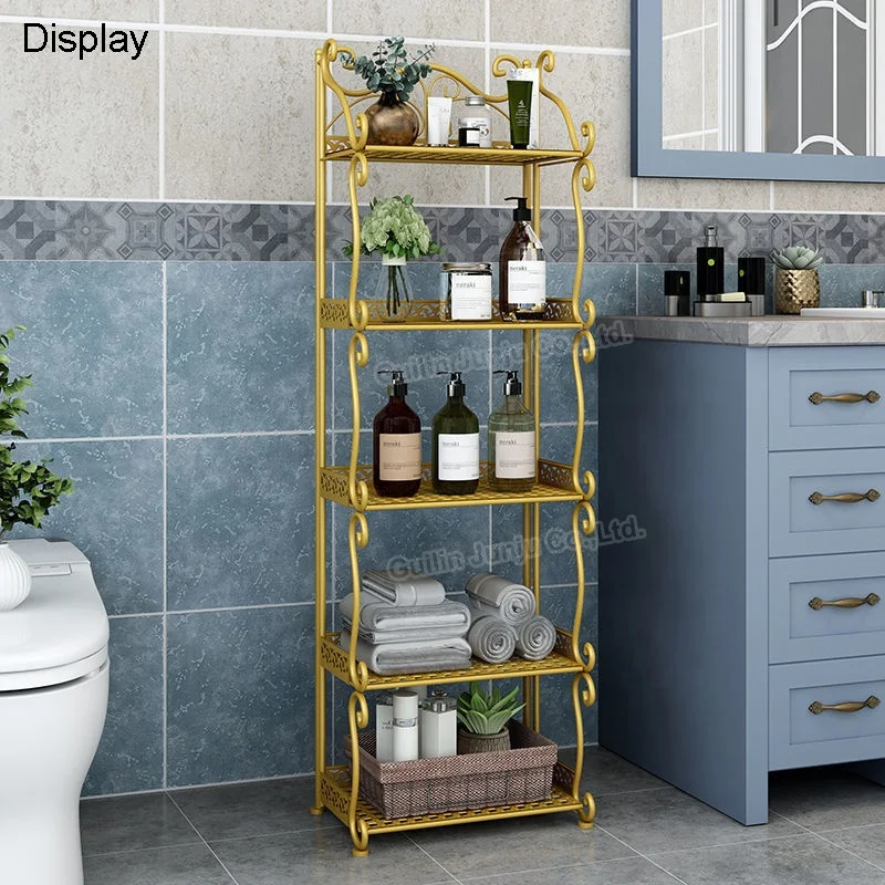 Folding Storage Shelves 5 Tier Metal for Home Living Room Kitchen Bathroom Corner