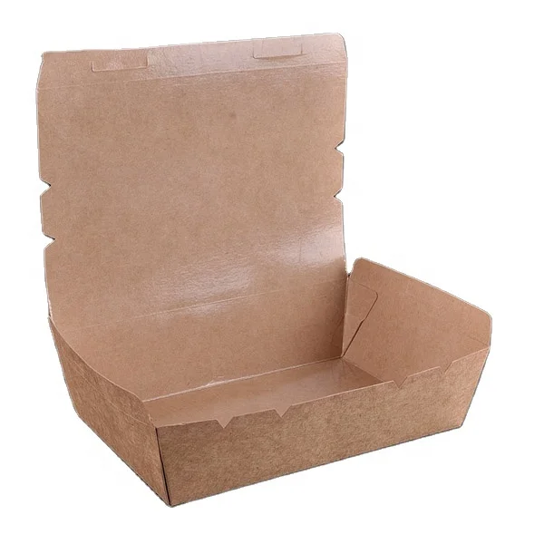 Food Box Takeaway Kraft Paper New Eco-friendly Disposable Dishes & Plates Food Container Paper Color Rice Dish Deep 8inch Wood