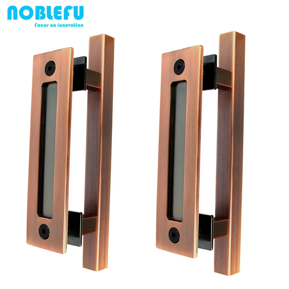Modern Design Carbon Steel/Aluminum Barn Door Hardware Kit Wholesale Cheap Fashion Sliding Big Door Handle with Lock for Villas