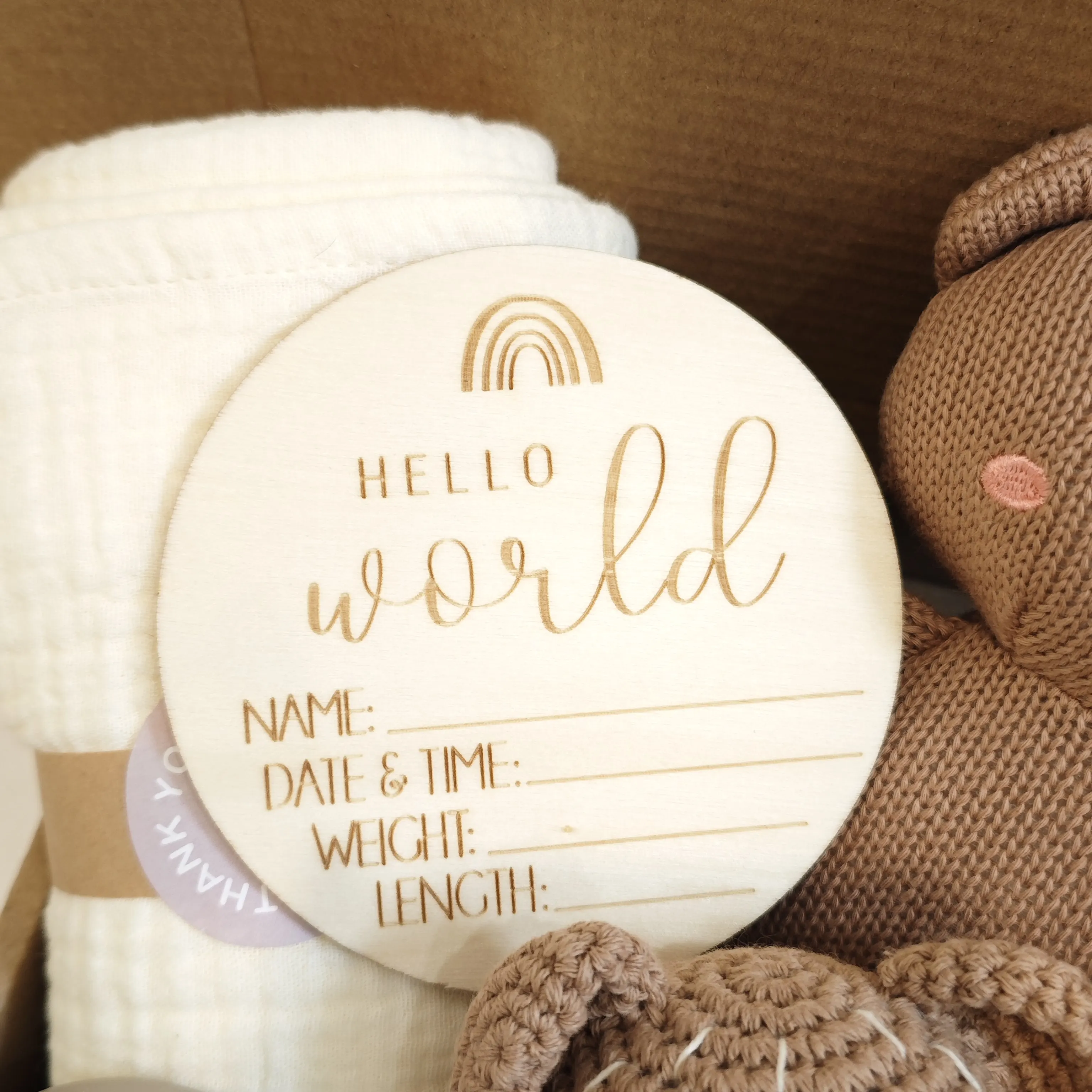 Hello World Baby Gift Set 2024 ETSY TOP 1 Soft Muslin Comforter Blanket Milestone Cards Bath Towel Teething Toy Rattle Soft Toy