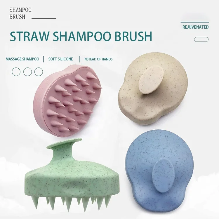 Professional Silicone Shampoo Brush household Wheat Straw Hair Scalp Massager Shampoo Hair Brush For Hair Growth