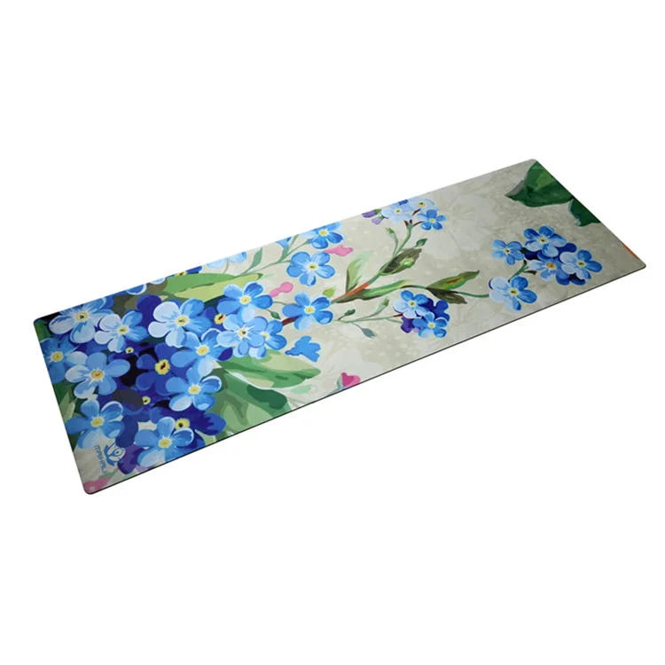 
Cheap Price Exercise Balance Blue Flower Pattern Aerobic Custom Eco Friendly Easy To Carry Foldable Rubber Suede Yoga Mat 