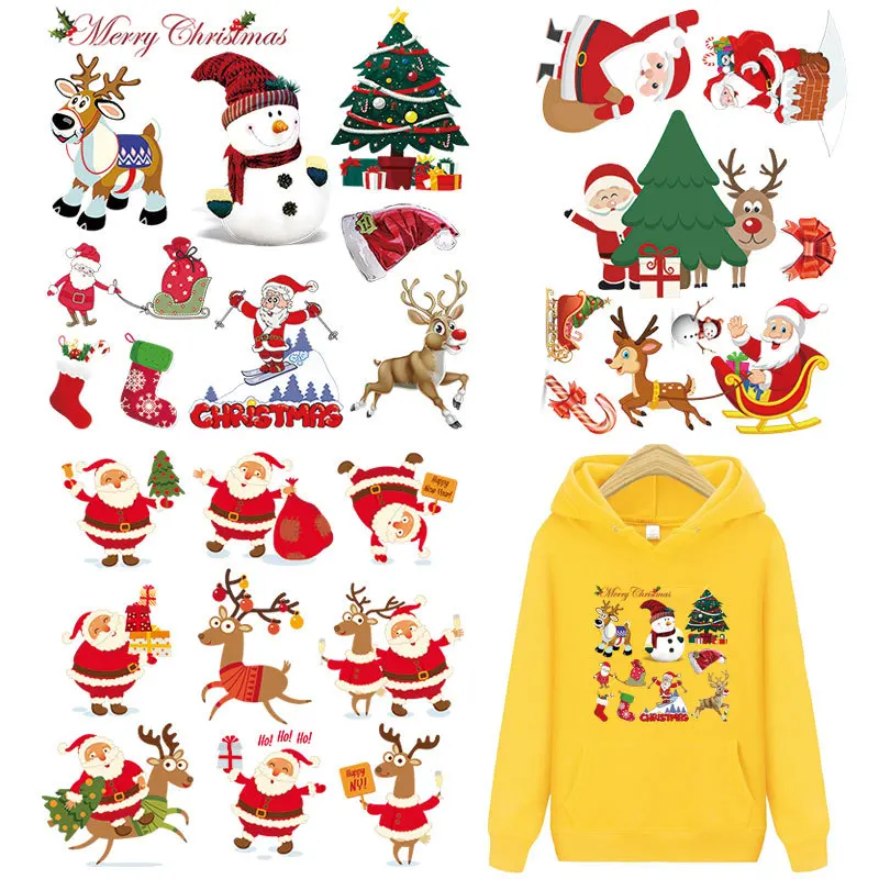 Custom Christmas Design T-Shirt Iron-on Flock Patch Plastisol Transfers Sticker DTF Screen Print Ready Press Vinyl for Garments