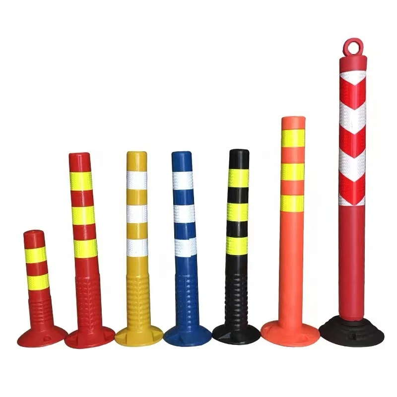 PU/Plastic/Rubber base/PE Flexible parking post traffic warning cone portable column with base barrier stanchion safety  bollard