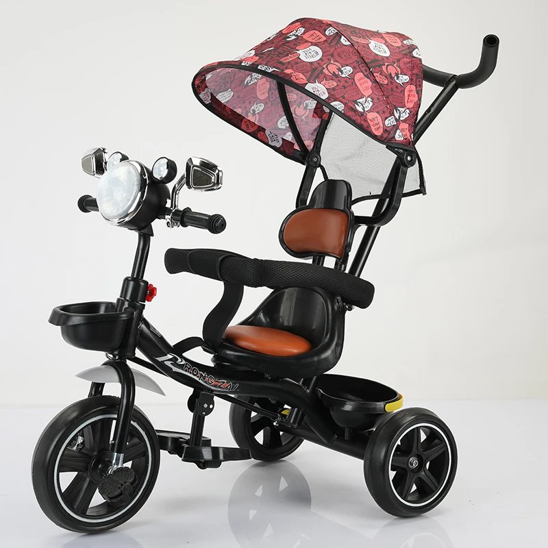 Детский трехколесный велосипед 4 в 1 с колесами из искусственной кожи легкий музыкальный и красочный детский для От до 3 лет детей