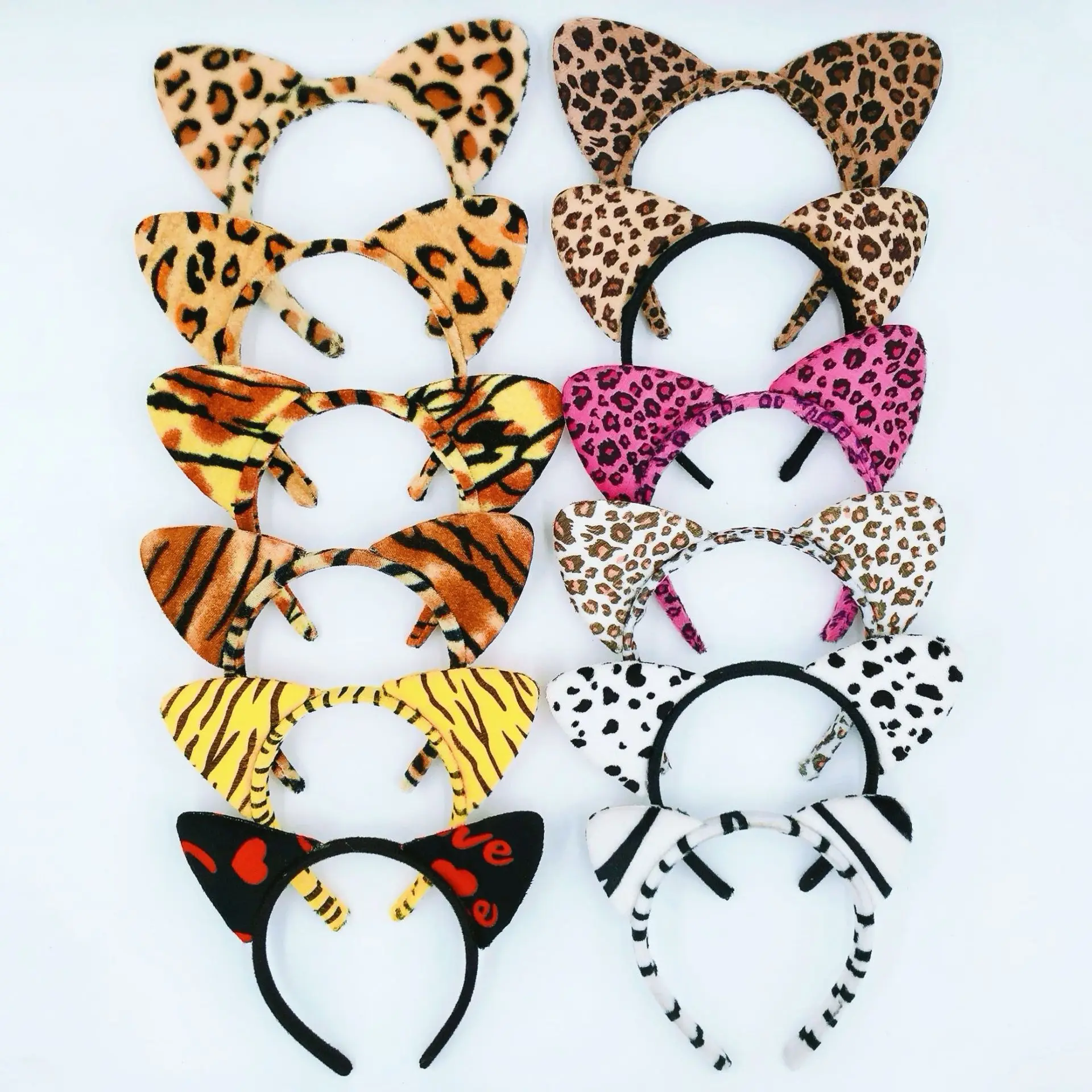 Animal Ears Headband Leopard Tiger Zebra Print Plush Hair Band Cat Ear Cosplay Head Accessories Headband