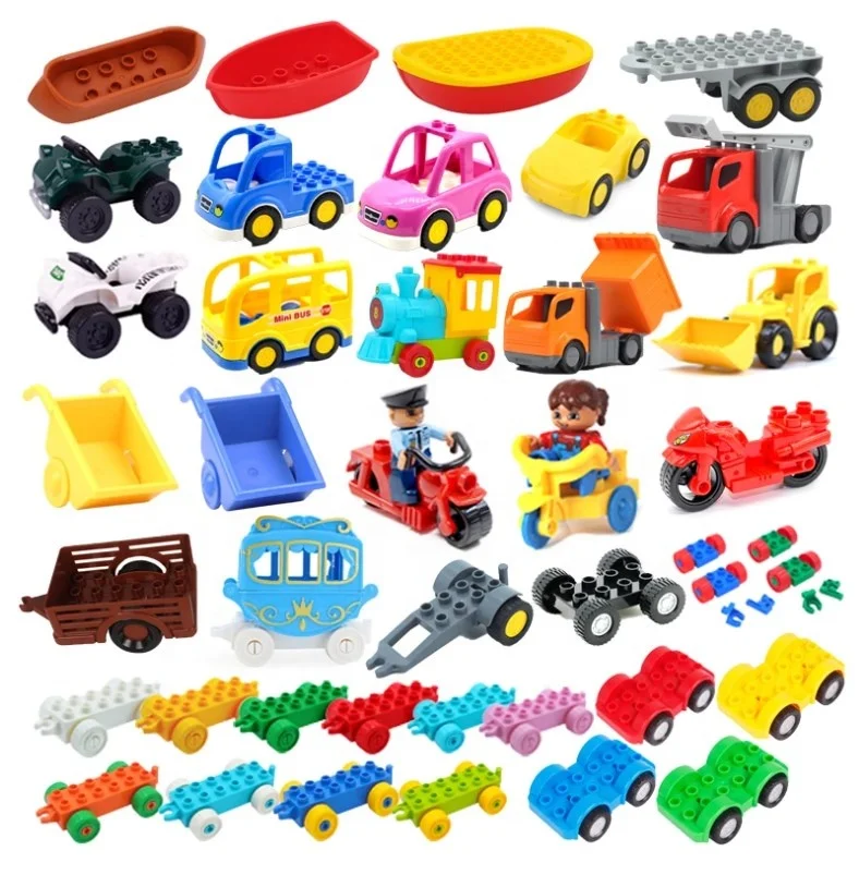 Крупногабаритные кирпичи Dup, строительные блоки, детали мультяшного движения, модель автомобиля, игрушки, подарок для детей