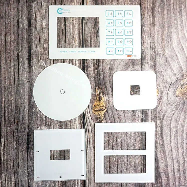 86*86mm 85*85mm white black screen printing 2.0MM 3.0MM  tempered glass for touch switch panel