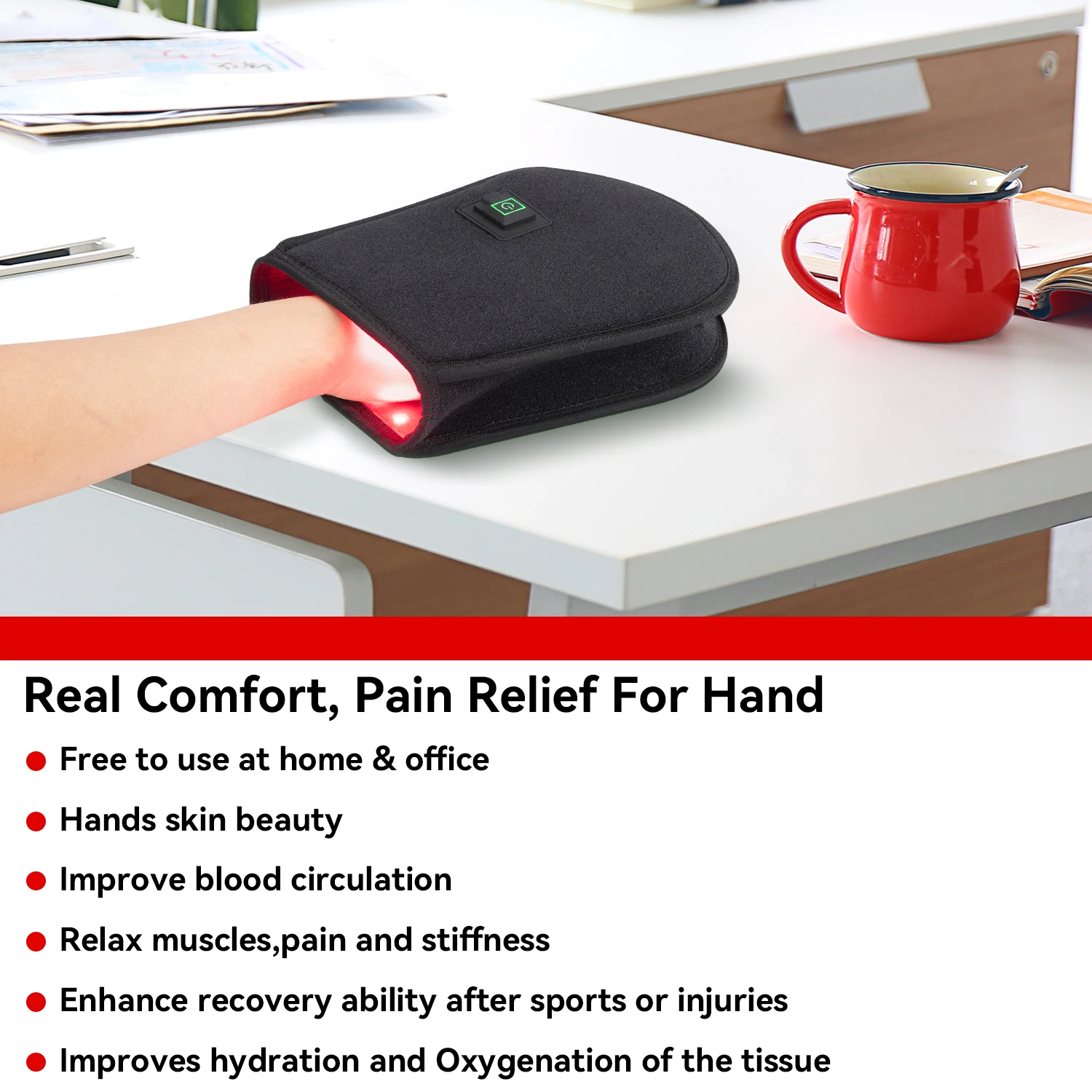 Sunsred 660nm 850nm Photon Led Light Therapy Hand Fingers Wrist Red Light Therapy glove Device