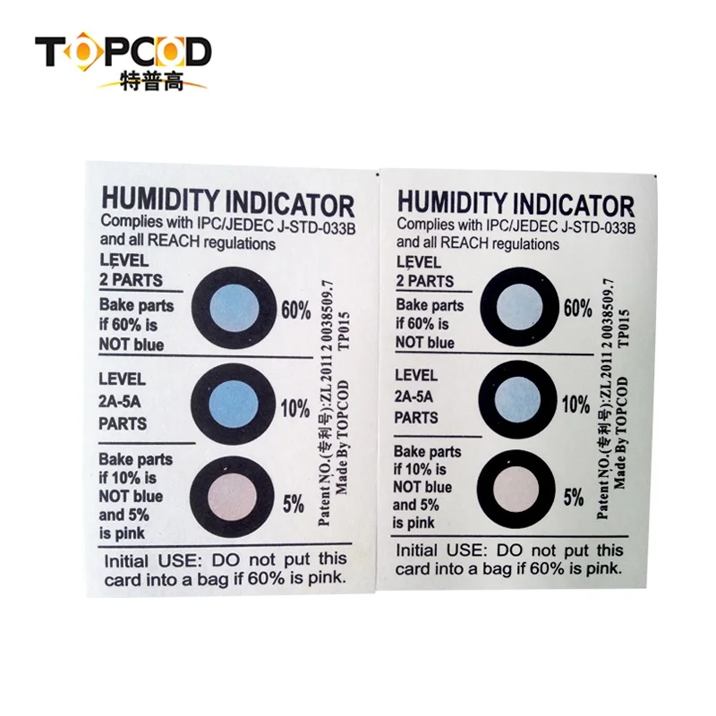 Various Dots Humidity Indicator Card Cobalt Dichloride Free Series for Electronic Goods