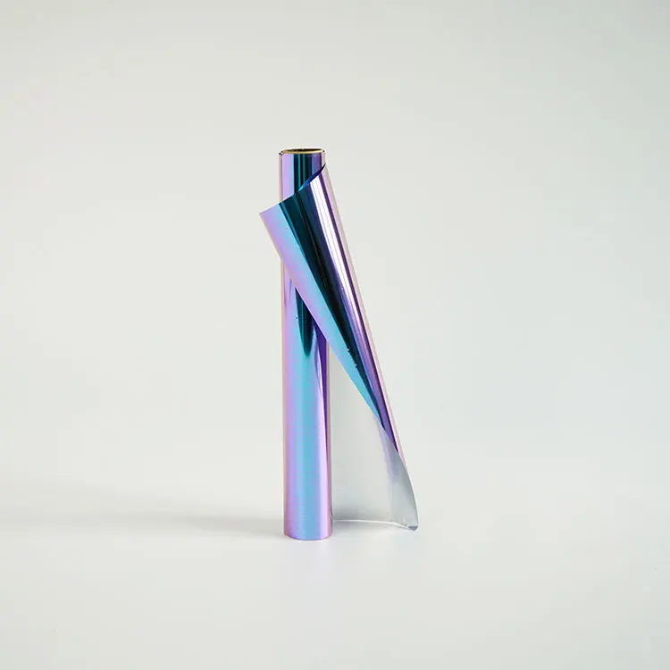 C-AC1 Purple and green color metallized aluminum pet holographic foil hot stamping foil dtf film for textile leather