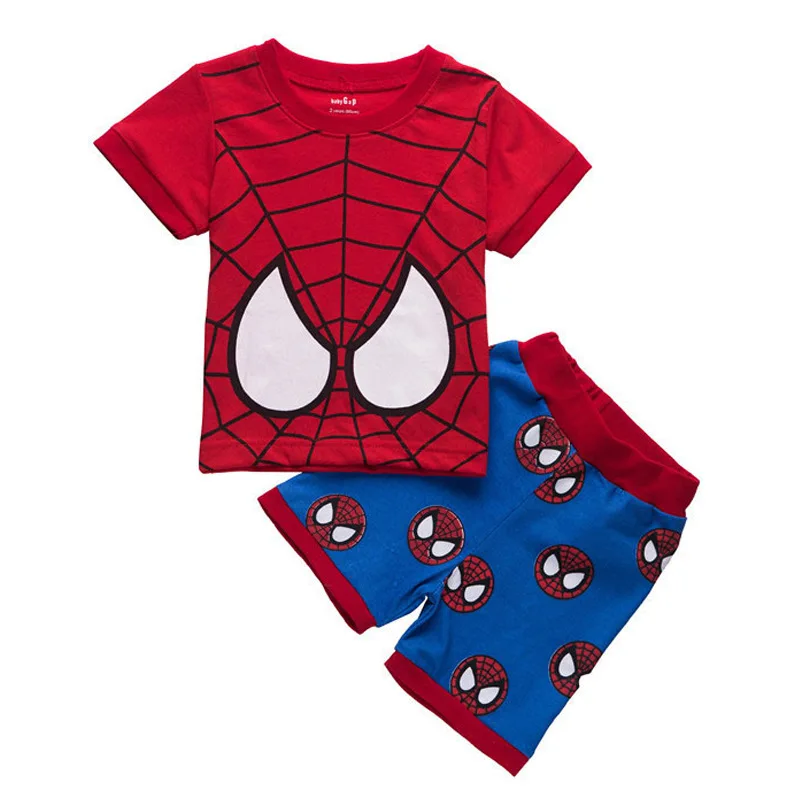 Toddler boys sleepwear cartoon car printing dis ney bat spiderman Kids shirts shorts 2pcs Boys Pajamas clothing Set