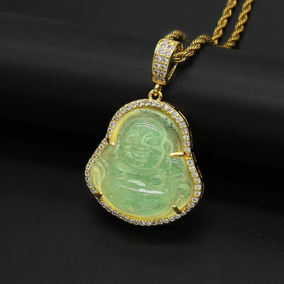 Latest new micro pave cz glow-in-the-dark buddha