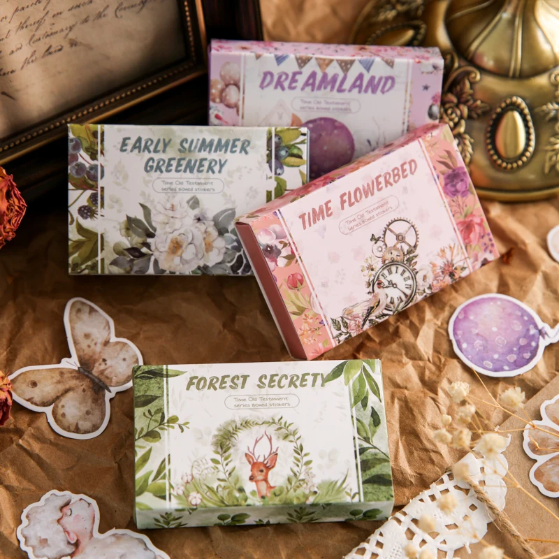 40Pcs Scrapbook Sticker Time Old Testament Scrapbooking for Journal Junk Kawaii Decorative Stationery Craft Sticker