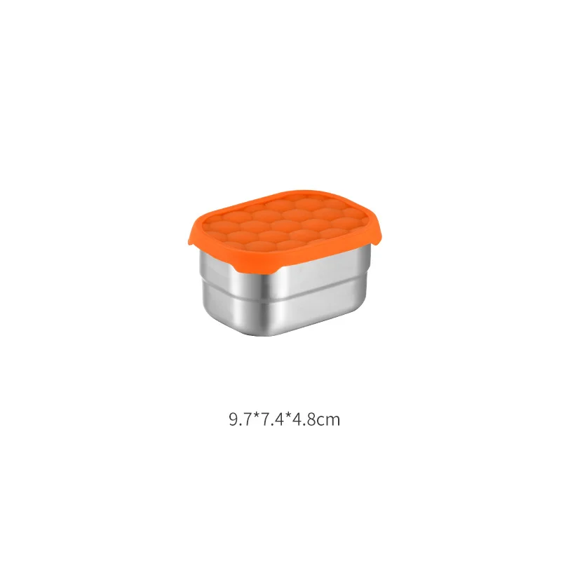 High quality round stainless steel crisper box with silicone lid lunch box square refrigerator sealed storage box set