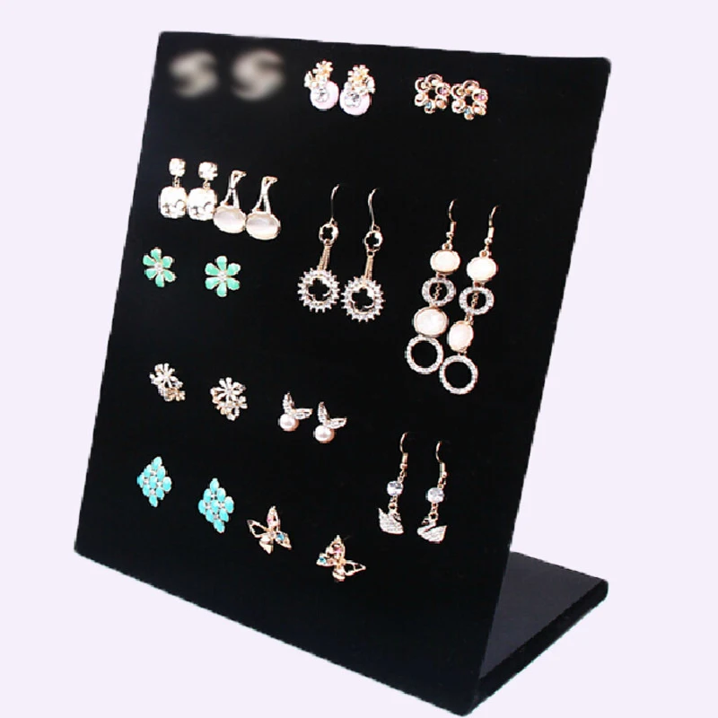 2024 New Fashionable Display Stand For Jewelry Women Earrings Display Rack L-Shaped Solid Velvet Storage Shelves Racks