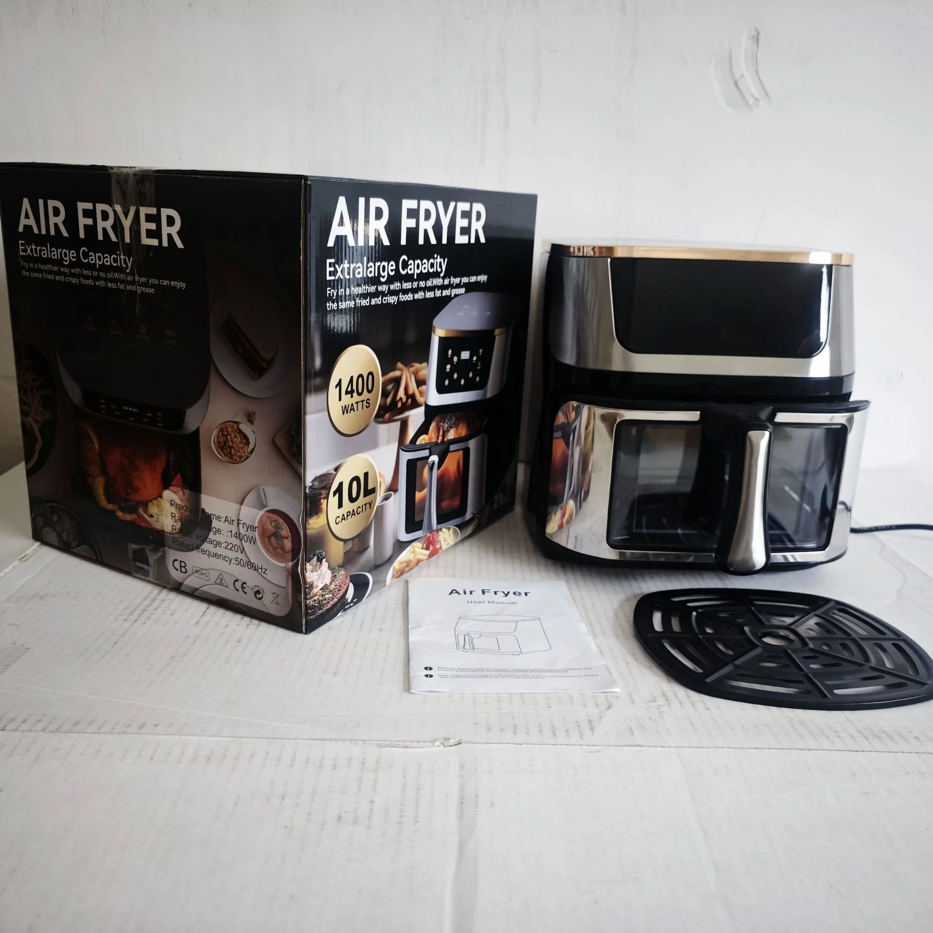 Household high-capacity oil-free air fryer intelligent timed and visual fully automatic French fries electromechanical fryer